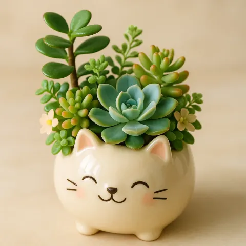 Vivid Photograph Showcasing a Delightful Ceramic Planter Shaped Like