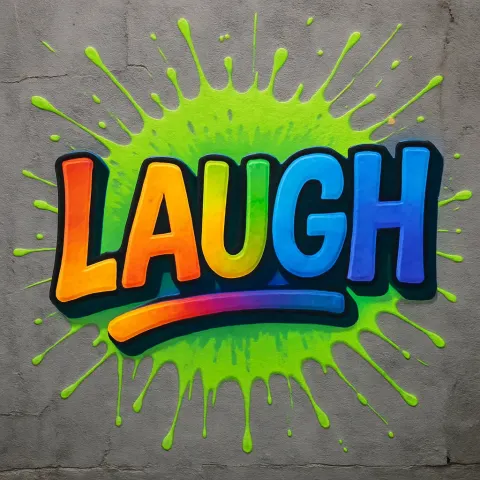 Lively Mural Showcases the Word "LAUGH" Written in Bold