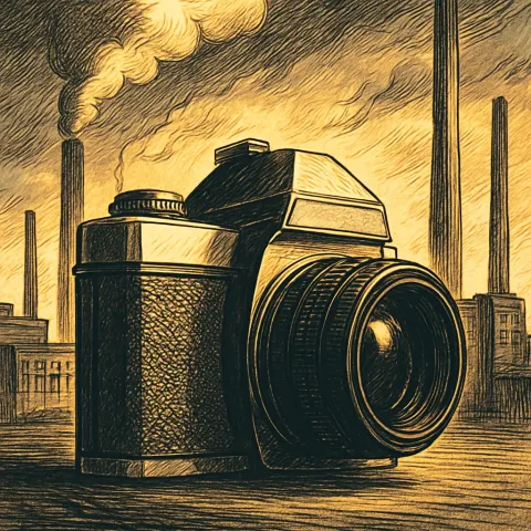 Under a Grey Sky Where Billowing Smokestacks Rise