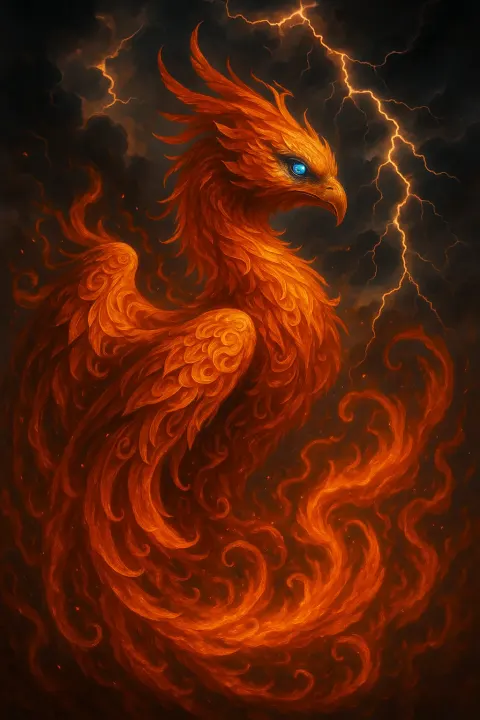 Captivating Digital Artwork Showcasing a Regal Phoenix Ascending