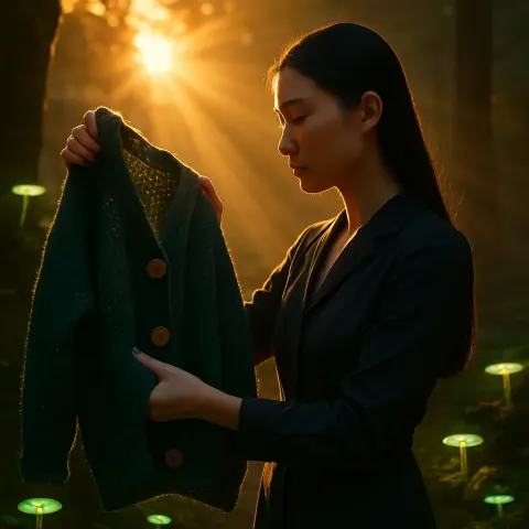 East Asian Entrepreneur in a Sophisticated Dark Jumpsuit Is Engrossed
