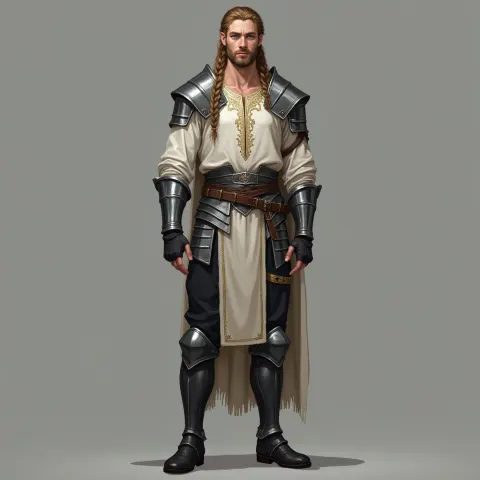Noble Elianor in Silver Armor and Gold Embroidery