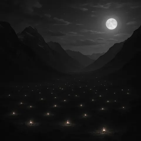 Many Distant Campfires Twinkle Like Fallen Stars Across a Vast