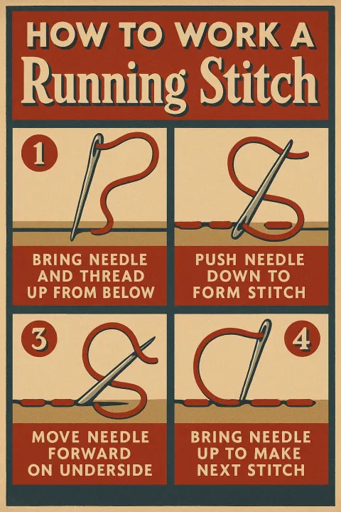 Step-by-step Visual Guide for Making a Running Stitch