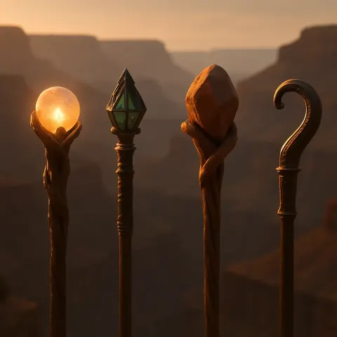 Four Diverse Wizard Staffs