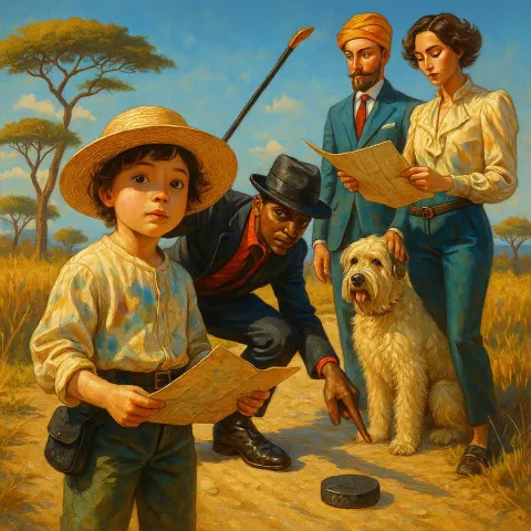 Enigmatic Child Artist in a Wide-brimmed Sun Hat Straw Hat