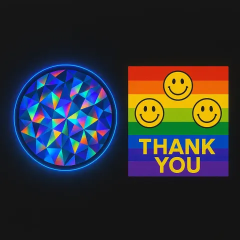 Circular Holographic Pattern with Geometric Fragments and Vibrant Colors