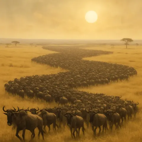 Vast Migration of Countless Wildebeest