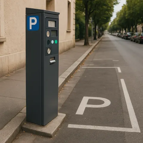 Device Located Next to a Parking Space by the Curb