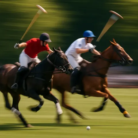 Two Polo Players on Horses in Action