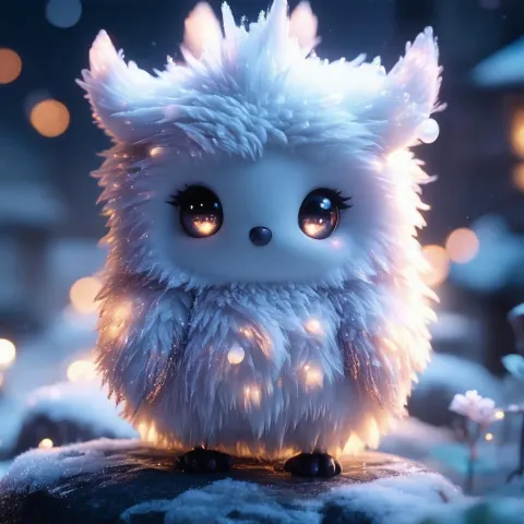 Dreamlike Fluffy Creature With Glowing Eyes