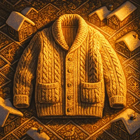 Single Heavyweight Chunky Knit Cardigan with a Prominent Shawl Collar