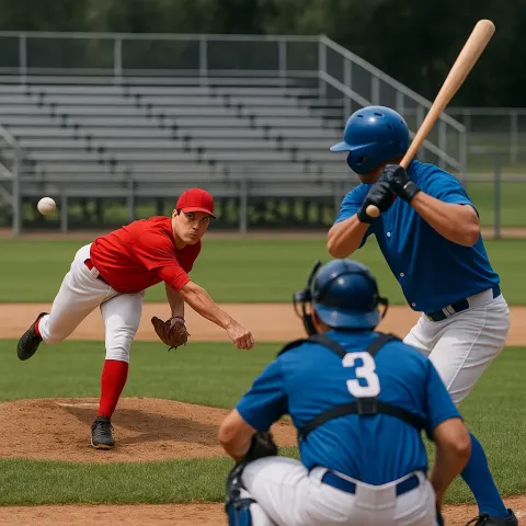 Baseball Pitcher in Red Throws a Ball