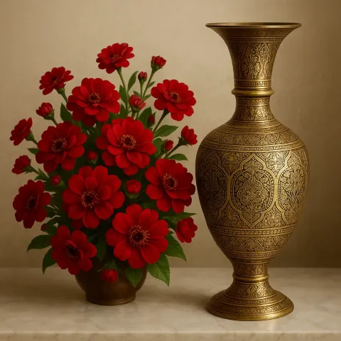 To the Right of a Vivid Display of Red Flowers