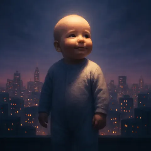 Unexpectedly Tall Infant in Cotton