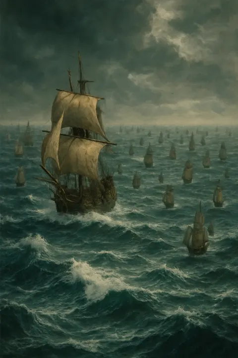 Vast Armada of Wooden Sailing Ships