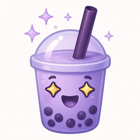 Intricately Designed Digital Emoji Featuring an Endearing Bubble Tea Cup