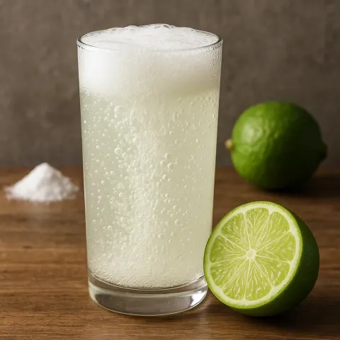 Glass Containing the Bubbling Reaction Caused by Mixing a Solution