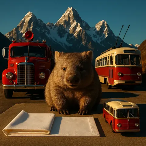Meticulously Arranged Symmetrical Design Showcases a Stocky Wombat