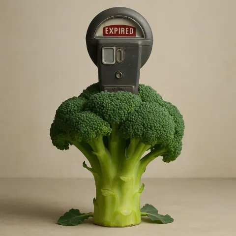 Broccoli with a Parking Meter Sprouting from the Top
