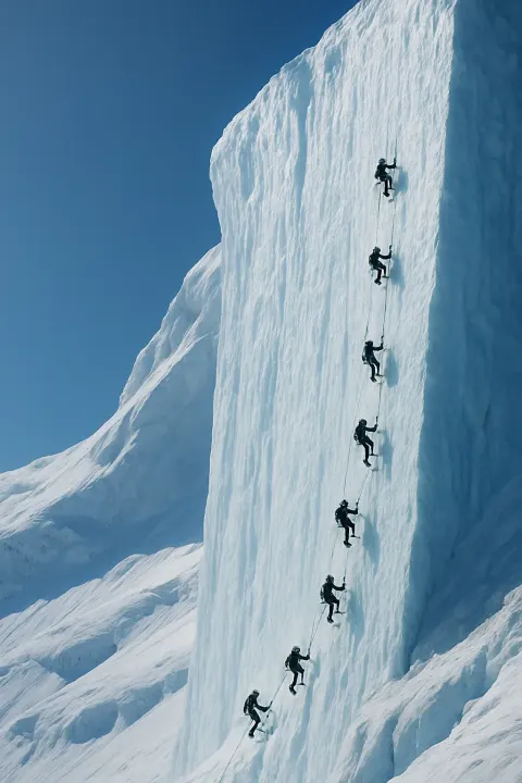 Handful of Tiny Climbers Ascend a Sheer