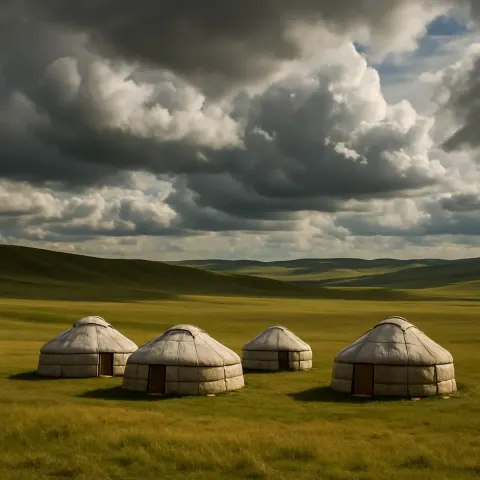 Small Cluster of Nomadic Yurts Dots