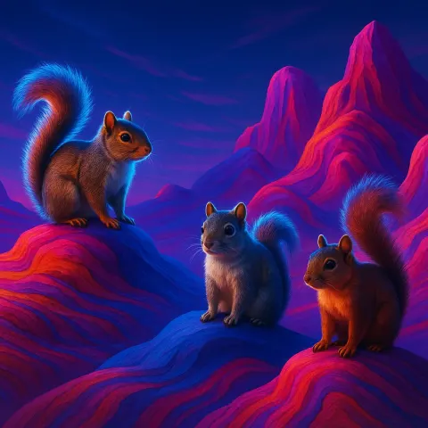Three Diverse Fox Squirrels
