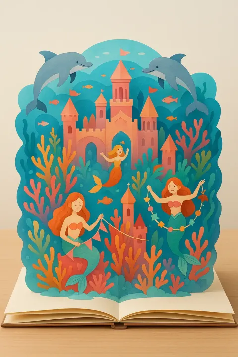 On a Desk Sits a Multi-layered Foldable Paper Sculpture Pop-up