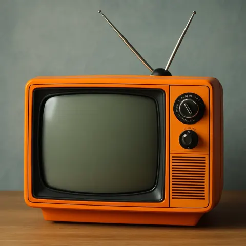 Retro-style Television Featuring a Frame in Orange Color