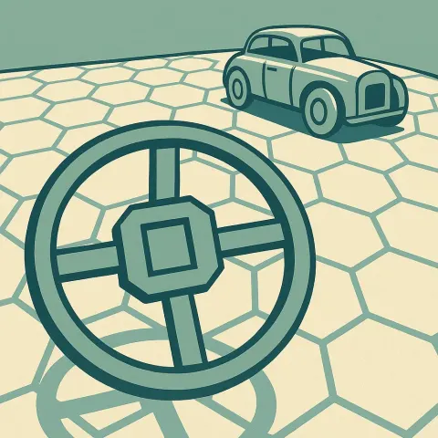Cylinder-shaped Car Maneuvered Around the Hexagonal Track
