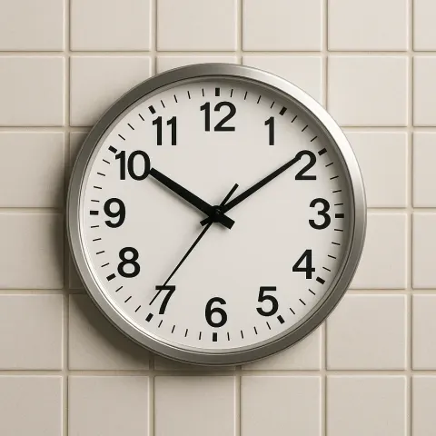 Wall-mounted Round Clock with a Silver Frame