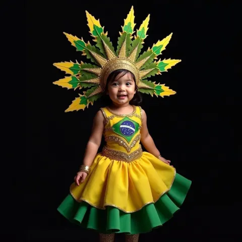 Brazilian Child in Vibrant Carnival Costume