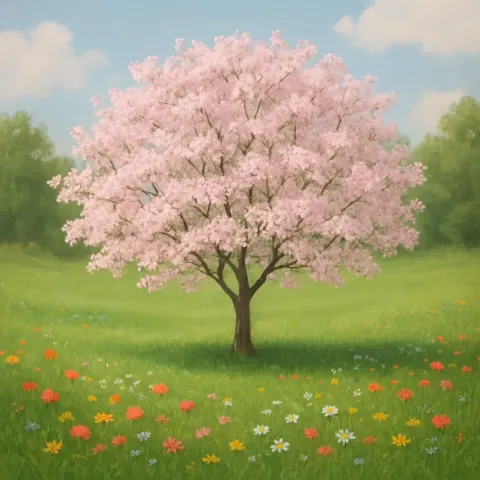 Imagine a Tranquil Landscape Featuring a Lone Tree