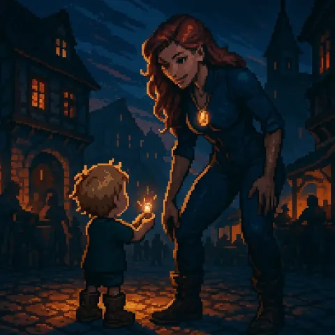 Pixel-art Toddler in Heavy Work Boots