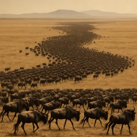 Countless Migrating Wildebeest