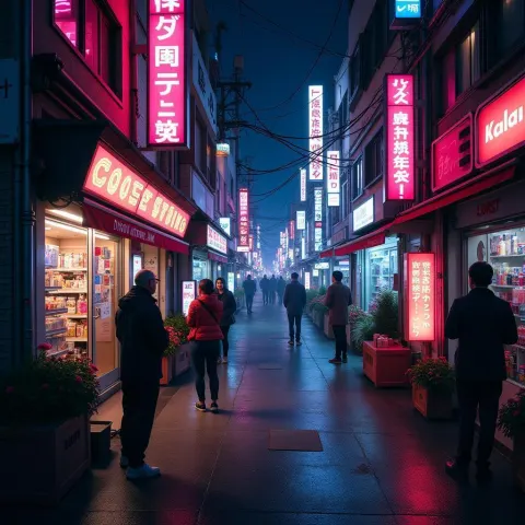 Cozy Lofi Neonpunk Tokyo Street at Night