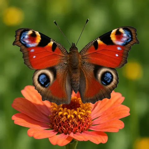 Colorful Butterfly or Moth Resting on a Bloom