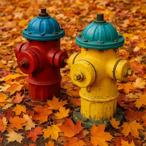 Two Vibrant Fire Hydrants