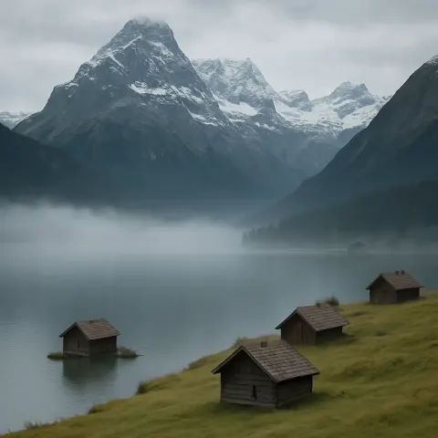 Few Isolated Cabins Dot the Edge of a Vast