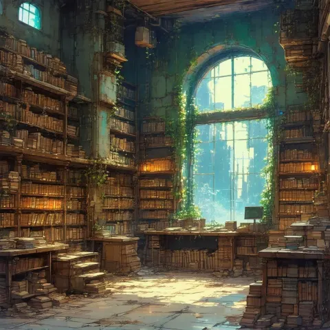Serene Anime Library After the Apocalypse