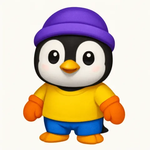 Digital Illustration of a Lovable Baby Penguin Emoji