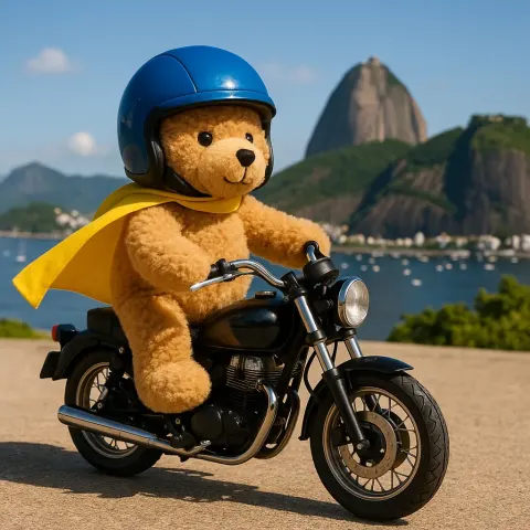 Nestled on a Tiny Black Motorcycle