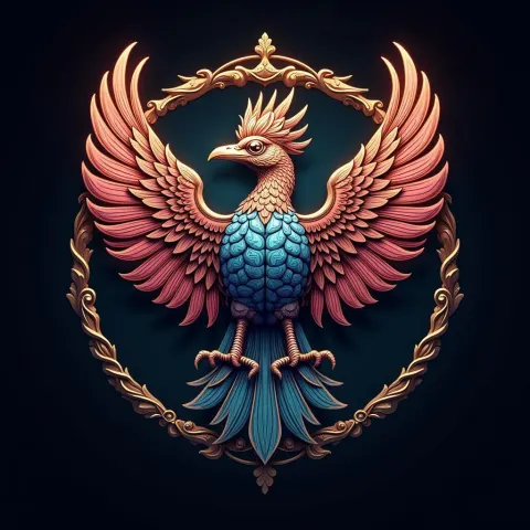 Baroque Drongo Bird Logo Shaped Like a Brain