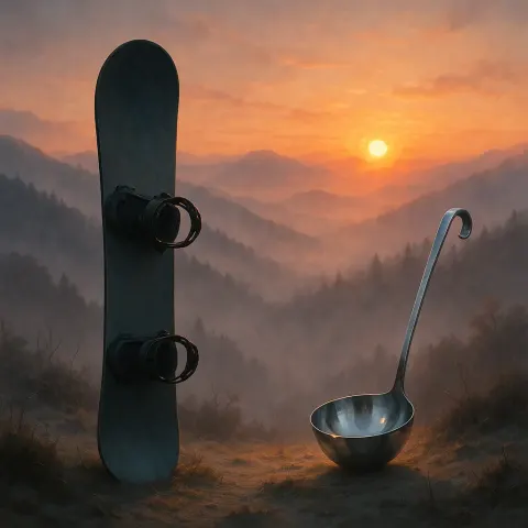 Sunrise over Mist-covered Mountains