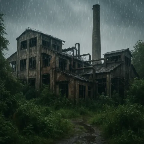 Highly Detailed and Lifelike Image Depicting an Abandoned Factory