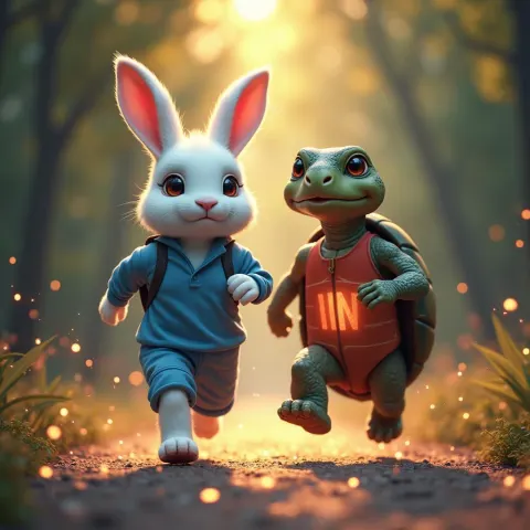 Magical Turtle Beating the Rabbit at the Finish