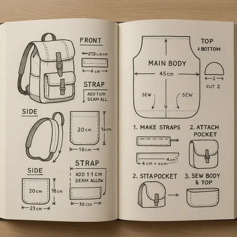 Open Book Displaying Detailed Technical Diagrams