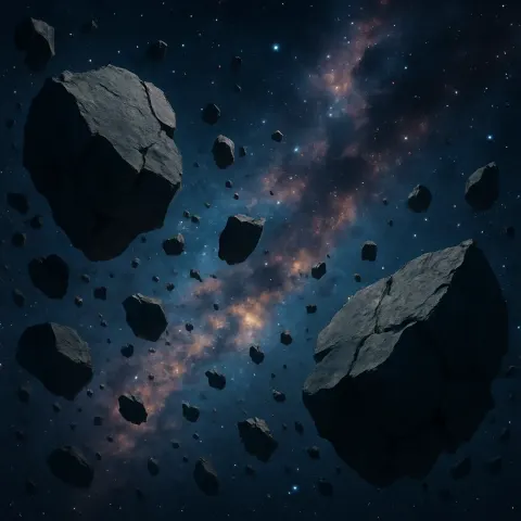 Innumerable Fragments of a Shattered Celestial Body Drift Silently