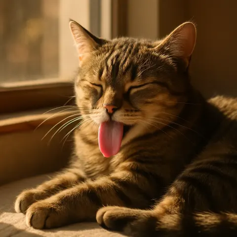 Content Cat Basking in the Warm Glow of Sunlight