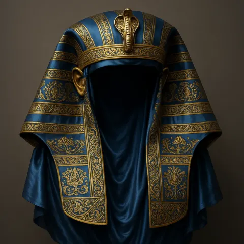 Nemes Headpiece Featuring Elaborate Golden Designs and a Smooth
